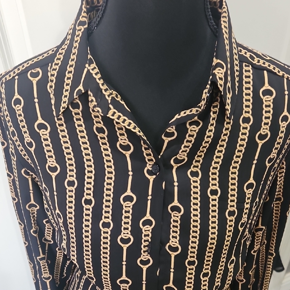 Banana Republic Elegant Black and Gold Chain Dress - Picture 3 of 8